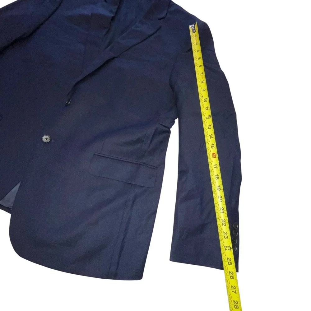 Jos A Bank Traveler Tech Navy Wool Blend Sport Coat Blazer 48 Long Slim Fit NWOT